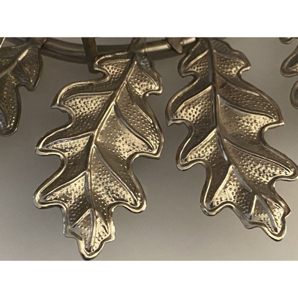 Silver & Gold Tone Horizontal Candlestick Stick Holder Leaf w Hazelnut Design - Picture 3 of 16